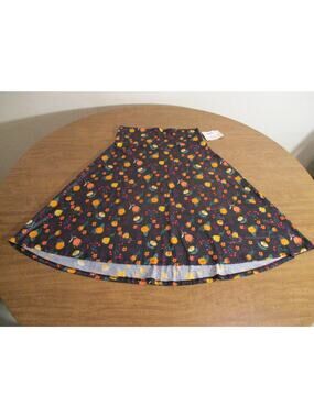 LULAROE AZURE SKIRT BLACK GOLD FLORAL SIZE LARGE